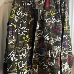 Camouflage Graffiti Print Jacket